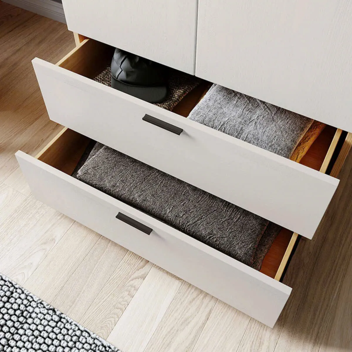 Tủ quần áo gỗ MDF 2 cánh thiết kế tối giản có hộc kéo tiện dụng