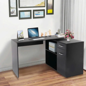Bàn Làm Việc Gỗ Góc Kèm Tủ Và Kệ Mở - BG70