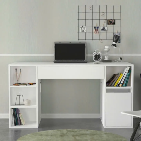 Bàn Làm Việc Gỗ Kèm Kệ Trang Trí 2 Bên Hiện Đại - BG78