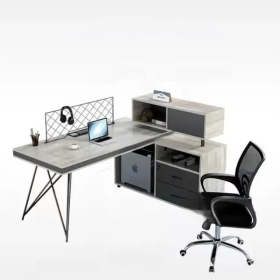 Cụm Bàn Làm Việc Chữ L Có Hộc Tủ - BC117