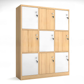 Tủ Gỗ Locker 9 Ngăn Xen Kẻ Caro Vàng Trắng - TLK65