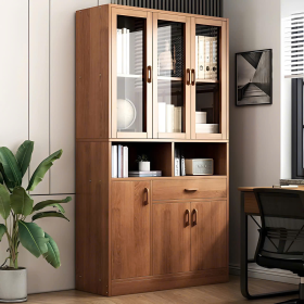 Tủ Văn Phòng 3 Cánh Kính Gỗ MDF- THS197