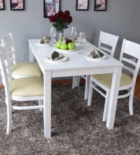 Bộ Bàn Ăn CaBin 4 Ghế Màu Trắng - BGA8