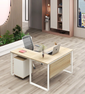 Bàn Làm Việc Chân Sắt Chữ L Yếm Lửng Chắc Chắn - BLV135