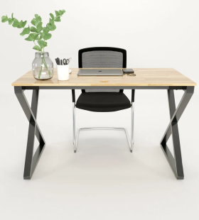 Bàn Chân Sắt Chữ X Mặt Bàn Gỗ Cao Su - BLV15