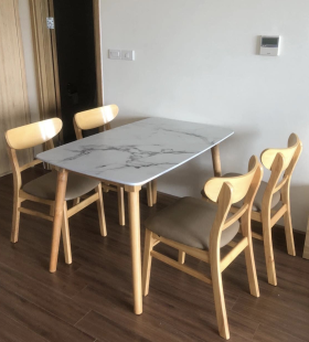 Bộ Bàn Ăn Gia Đình 4 Ghế Màu Gỗ Tự Nhiên - BGA4