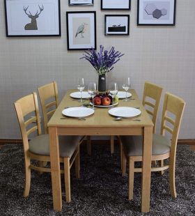 Bộ Bàn Ăn Gia Đình 4 Ghế Màu Tự Nhiên - BGA6