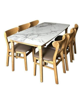 Bộ Bàn Ăn Gia Đình Giả Đá 6 Ghế Gỗ - BGA9
