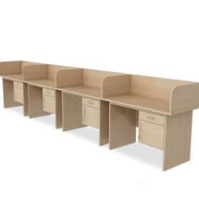 Cụm Bàn Làm Việc Văn Phòng Có Hộc 4 Chỗ