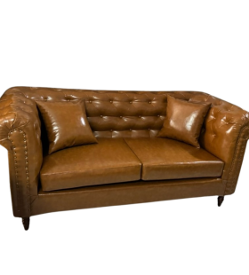 Ghế Sofa Bọc Da Nâu Trung Tính - SF39