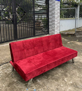 Ghế Sofa Bed Nhung Màu Đỏ Cao Cấp - SF7