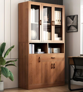 Tủ Văn Phòng 3 Cánh Kính Gỗ MDF- THS197