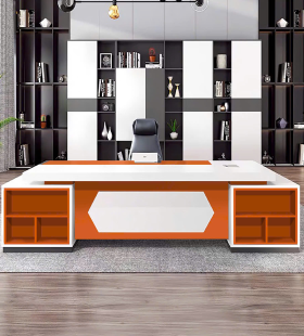 Bàn Giám Đốc Gỗ MDF Họa Tiết Lục Giác Nổi Bật - BGĐ139