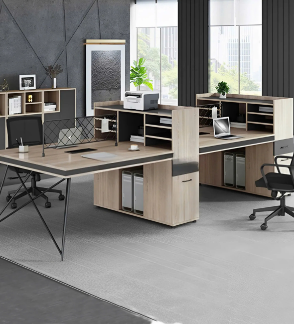 Cụm Bàn Làm Việc 4 Người Chân Sắt Hiện Đại - BC52