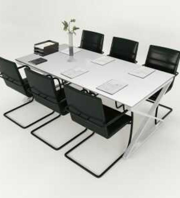 Bàn Họp Văn Phòng Hiện Đại Chân Chữ X Màu Trắng - BH7