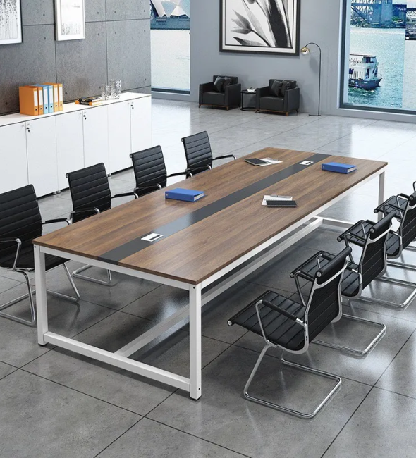 Bàn Họp Văn Phòng Chân Sắt Trắng 2m4 x 1m2 - BH17