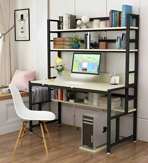 Bàn Làm Việc Chân Sắt Có Kệ Bàn Tiện Lợi - BLV131