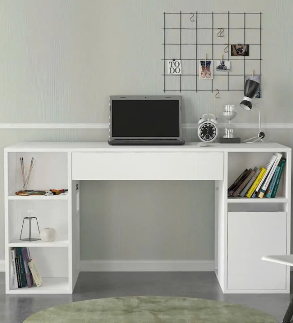 Bàn Làm Việc Gỗ Kèm Kệ Trang Trí 2 Bên Hiện Đại - BG78