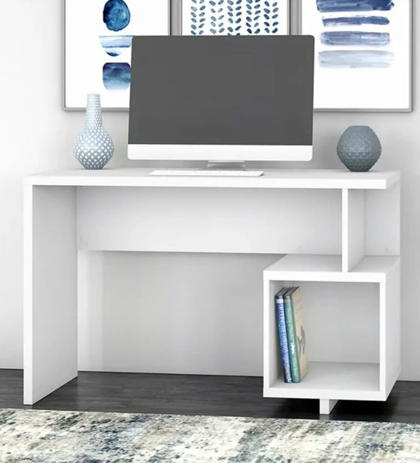 Bàn Làm Việc Gỗ Thiết Kế Tối Giản Kèm Kệ Vuông - BG73