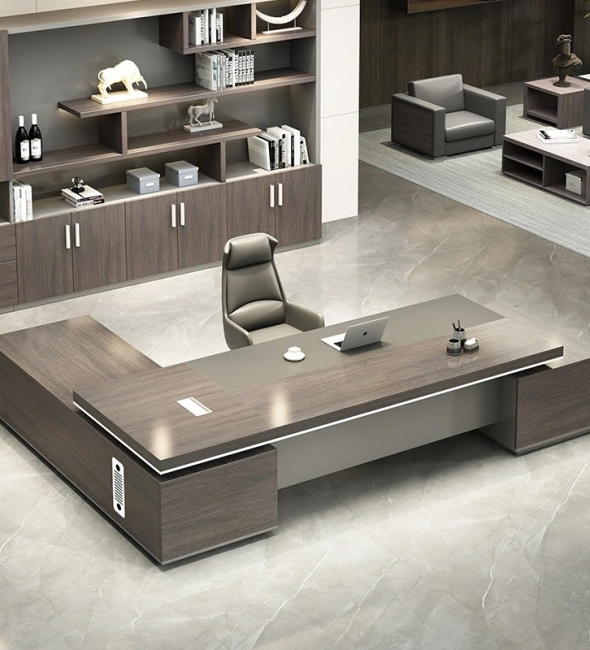 Bàn Giám Đốc Góc L Có Tủ Phụ - BGĐ10