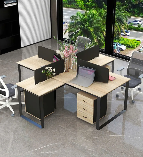 Cụm Bàn Làm Việc 4 Người Chữ Thập Độc Đáo - BC111