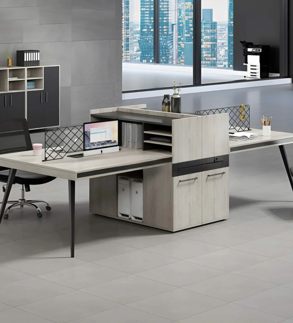 Cụm Bàn Làm Việc 4 Người Kèm Tủ Lưu Trữ Linh Hoạt - BC90