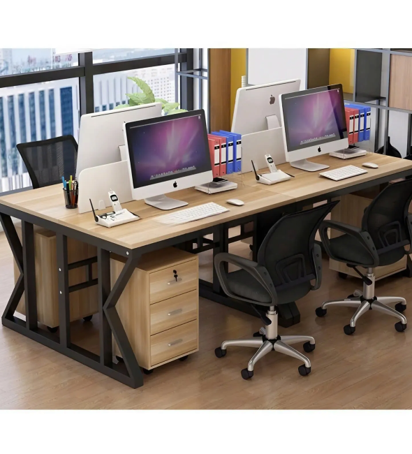 Cụm Bàn Làm Việc 4 Người Khung Sắt Chữ K Hiện Đại - BC113