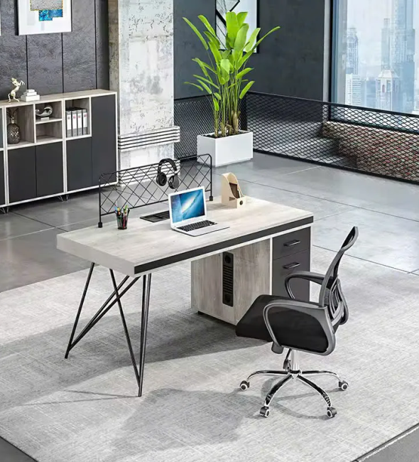 Cụm Bàn Làm Việc Chân Sắt Lưới Có Hộc Tủ Tiện Lợi - BC116