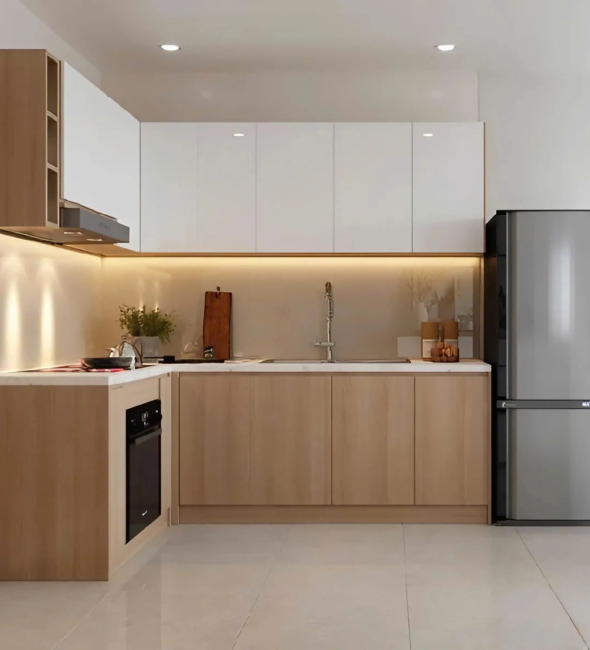 Tủ Bếp Thiết Kế Chữ L Dành Cho Nhà Phố - TB06