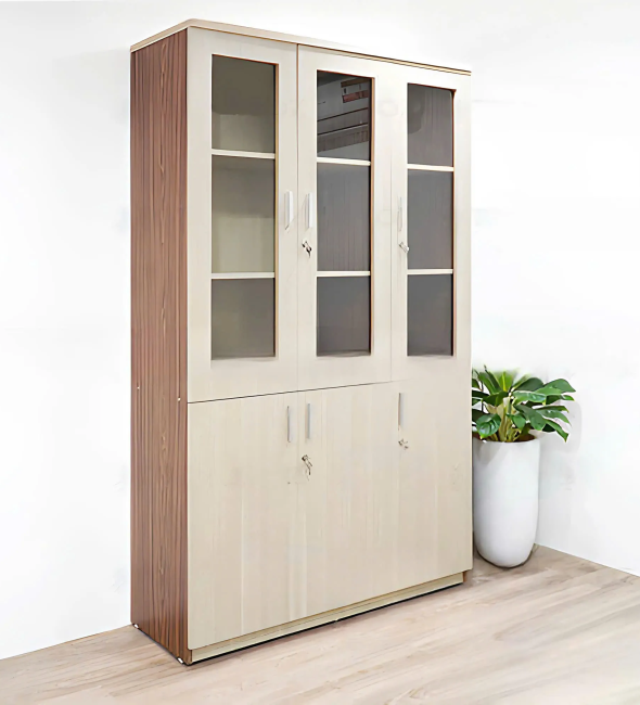 Tủ Tài Liệu Thiết Kế 3 Cánh Kính - THS250