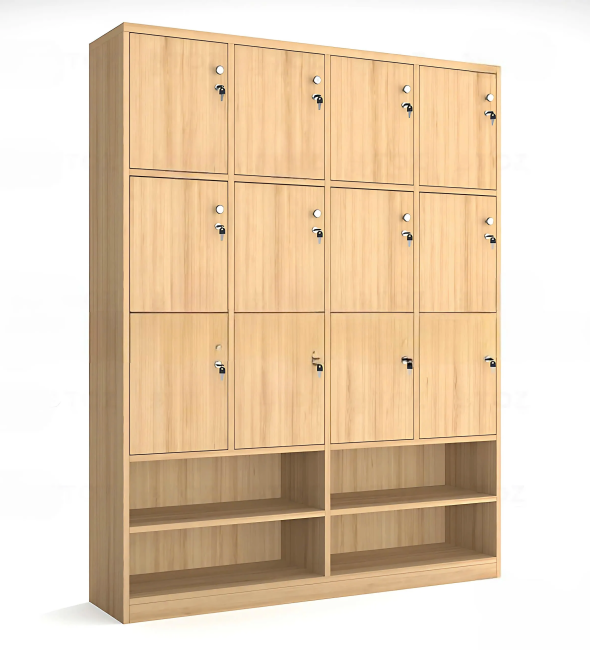 Tủ Locker Gỗ 12 Ngăn Có Kệ Để Giày - TLK70