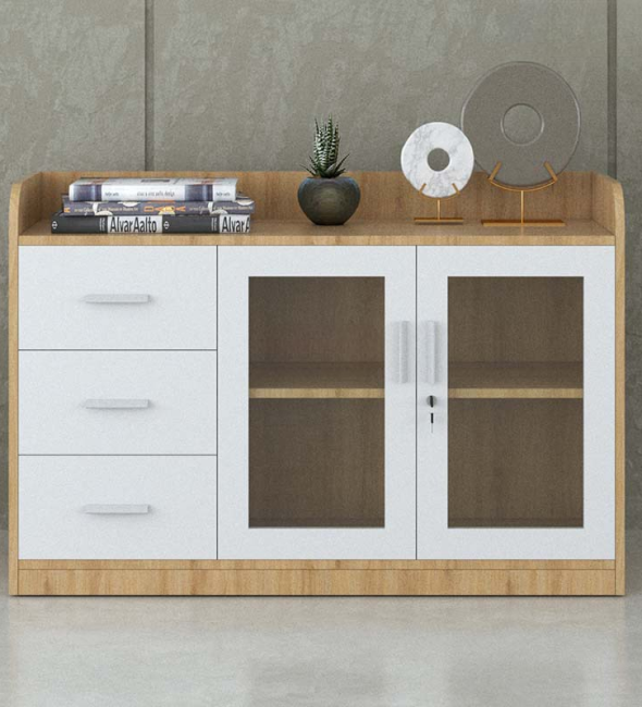 Tủ Tài Liệu Trung 2 Cánh Kính 3 Ngăn - THS88