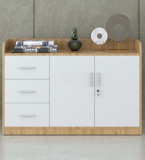 Tủ Tài Liệu Trung 2 Cánh Gỗ 3 Ngăn - THS89