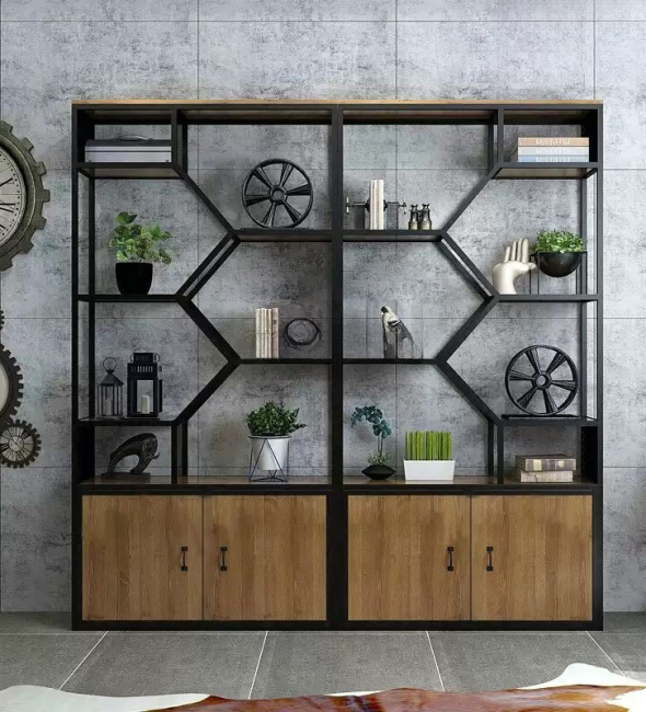 Tủ Văn Phòng Liền Kệ Trang Trí Khung Sắt - KS14
