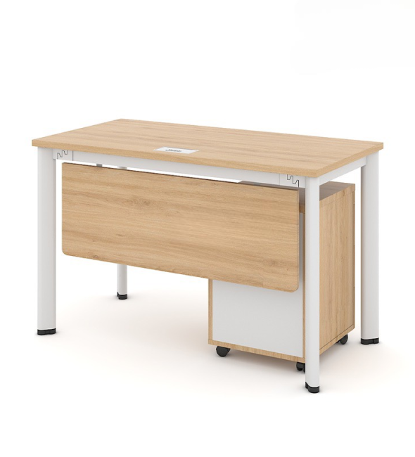 Bàn Làm Việc Chân Sắt Oval Có Hộc - BLV87