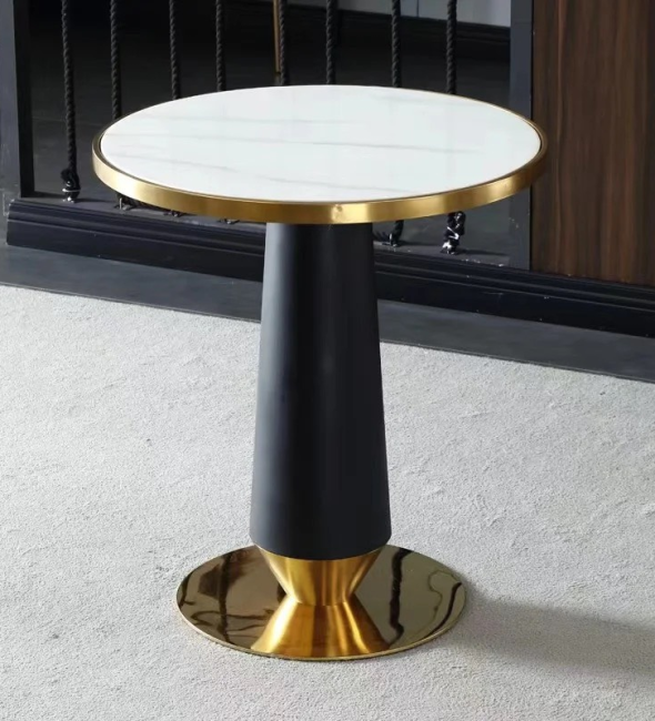 Bàn Trà Sofa Tròn Mặt Đá Chân Mạ Vàng - BT20