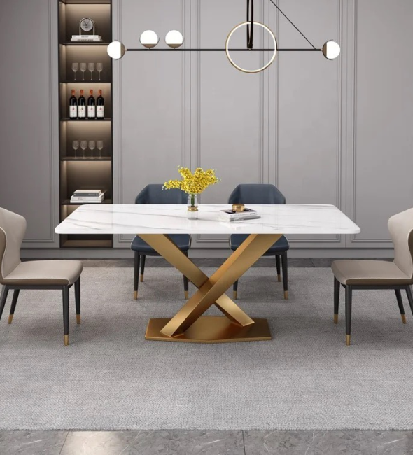 Bàn Ăn Gia Đình Chân Chữ X Đá Ceramic - BA12