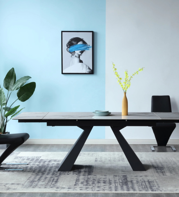 Bàn Ăn Rút 2 Đầu Đá Ceramic - BA18