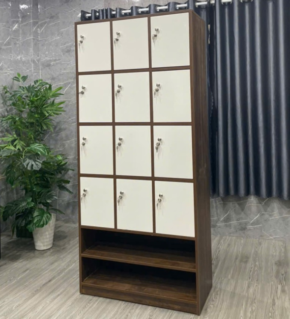Tủ Locker 12 Ngăn Có Kệ Giày Dép - TLK25
