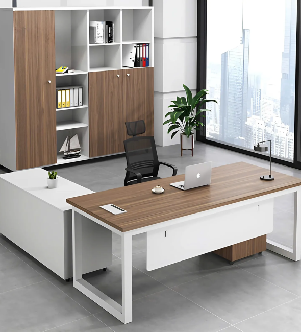 Bàn Giám Đốc Chân Sắt Góc L Hiện Đại - BGĐ84