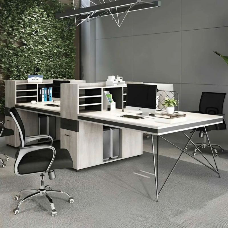 Cụm Bàn Làm Việc 4 Người Chân Sắt Hiện Đại - BC52
