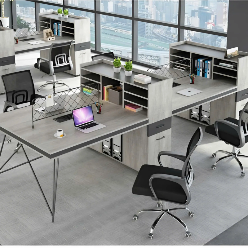 Cụm Bàn Làm Việc 4 Người Chân Sắt Hiện Đại - BC52