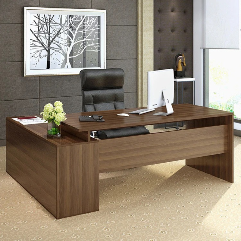 Bàn Giám Đốc Góc L Vân Gỗ Tự Nhiên - BGĐ33