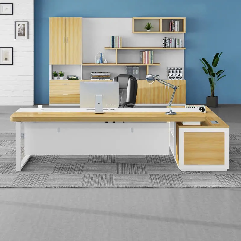 Bàn Giám Đốc Chữ L Hiện Đại Kèm Tủ Phụ - BGĐ138