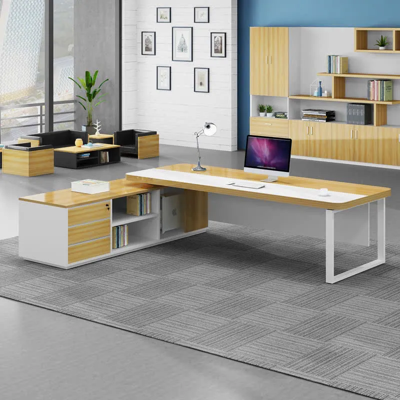 Bàn Giám Đốc Chữ L Hiện Đại Kèm Tủ Phụ - BGĐ138