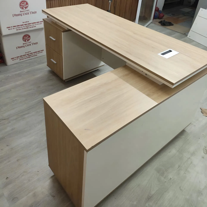 Bàn Giám Đốc Gỗ MDF Kết Hợp Hộc Tủ Đôi - BGĐ113
