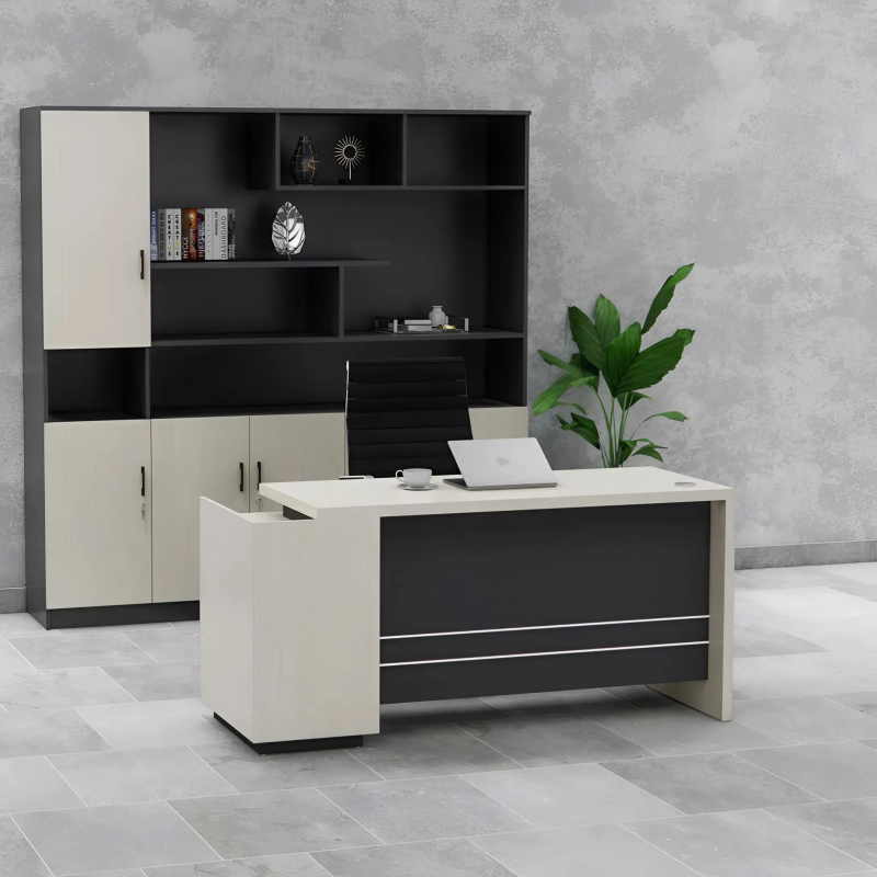 Bàn Giám Đốc Gỗ Phong Cách Tối Giản Kèm Tủ Phụ - BGĐ119