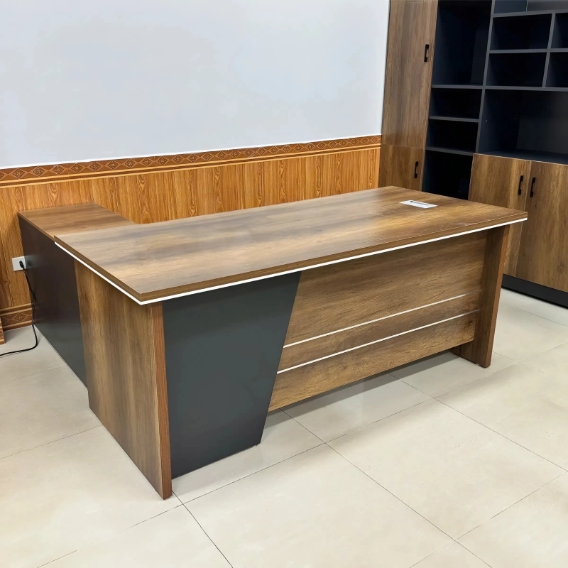 Bàn Giám Đốc Góc L Phối Màu Tối, Yếm Cắt Chéo - BGĐ122