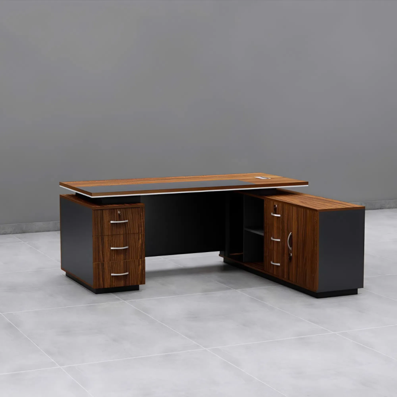 Bàn Giám Đốc Góc L Sọc Ngang Thanh Lịch - BGĐ120