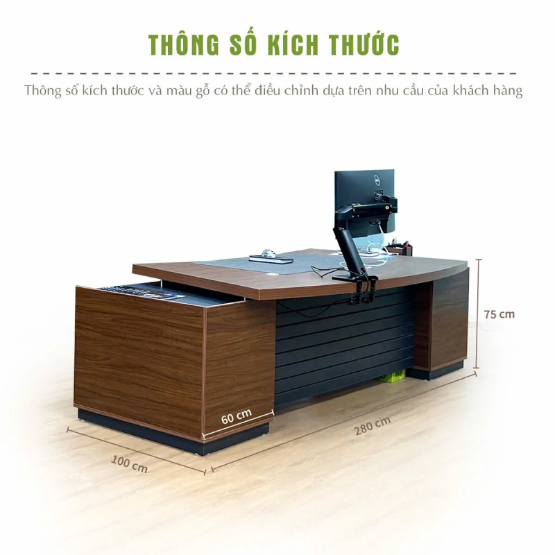 Bàn Giám Đốc Góc L Vân Gỗ Hiện Đại Sang Trọng - BGĐ131